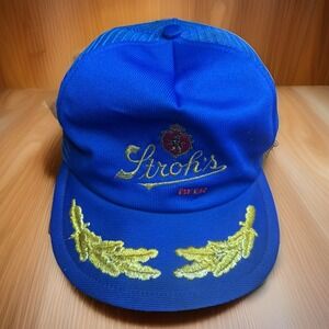 Vintage 1980 Detroit Strohs Beer Promo Adjustable Snapback Trucker Hat Cap USA